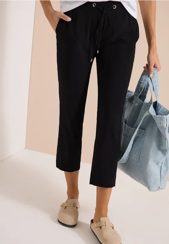 Cecil Damen Mid Waist Slim Leg Hose im Casual Fit in Schwarz, Gr: XXL