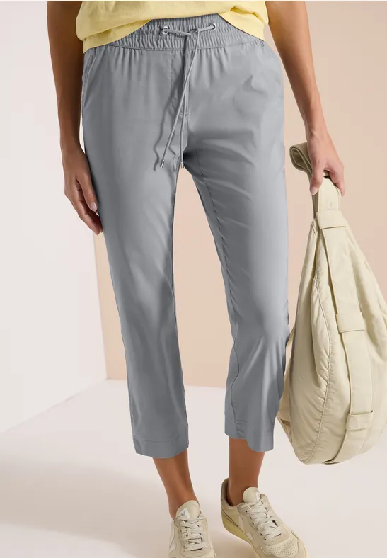 Cecil Damen Mid Waist Slim Leg Hose im Casual Fit in Grau, Gr: XXL