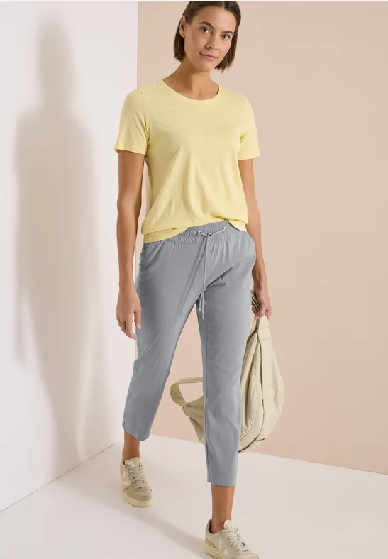 Cecil Damen Mid Waist Slim Leg Hose im Casual Fit in Grau, Gr: XXL