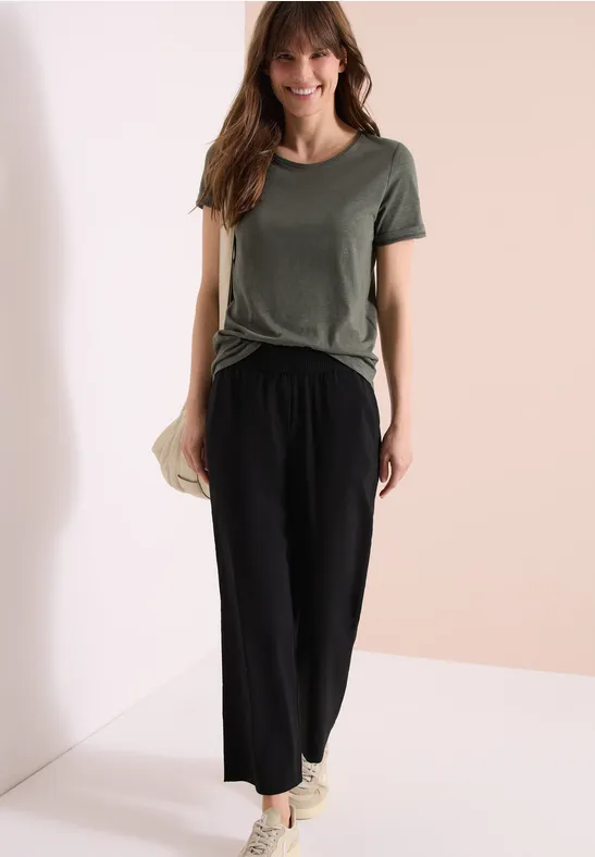 Cecil Damen High Waist Wide Leg Hose im Loose Fit in Schwarz, Gr: XXL