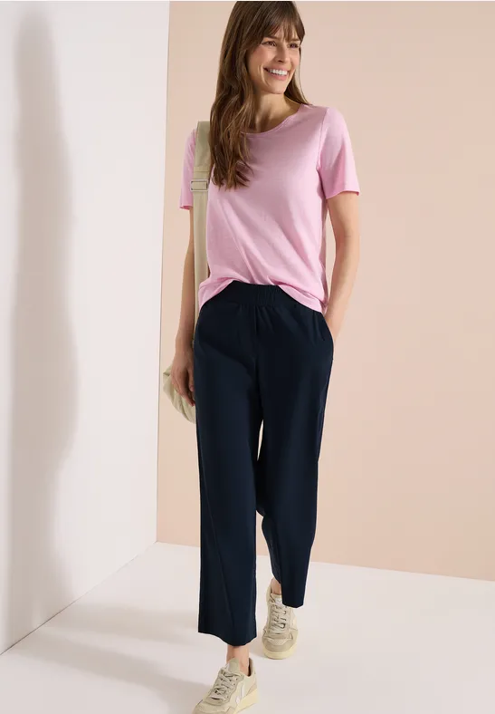 Cecil Damen High Waist Wide Leg Hose im Loose Fit in Blau, Gr: XXL
