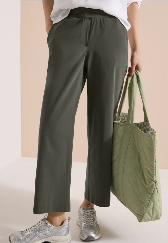 Cecil Damen High Waist Wide Leg Hose im Loose Fit in Grün, Gr: XXL