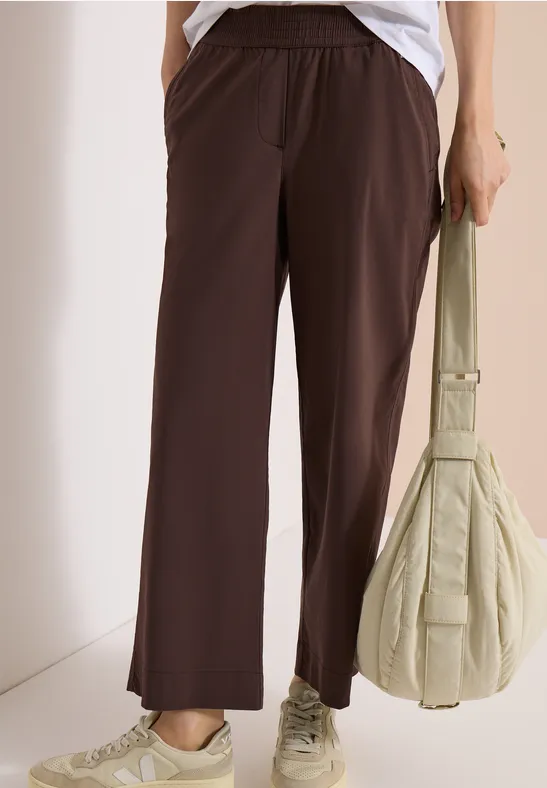 Cecil Damen High Waist Wide Leg Hose im Loose Fit in Braun, Gr: XXL