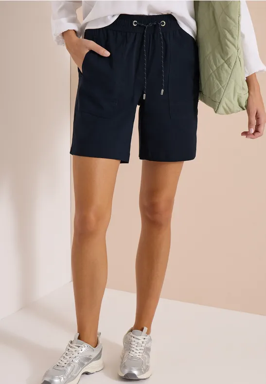 Cecil Damen Straight Leg Shorts im Loose Fit in Blau, Gr: L