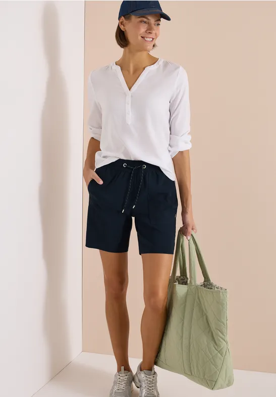 Cecil Damen Straight Leg Shorts im Loose Fit in Blau, Gr: L