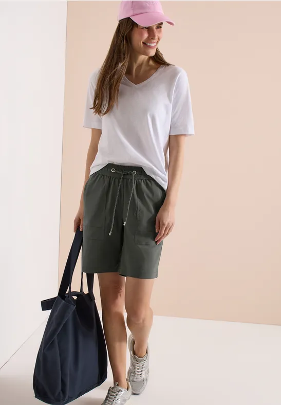 Cecil Damen Straight Leg Shorts im Loose Fit in Grün, Gr: L