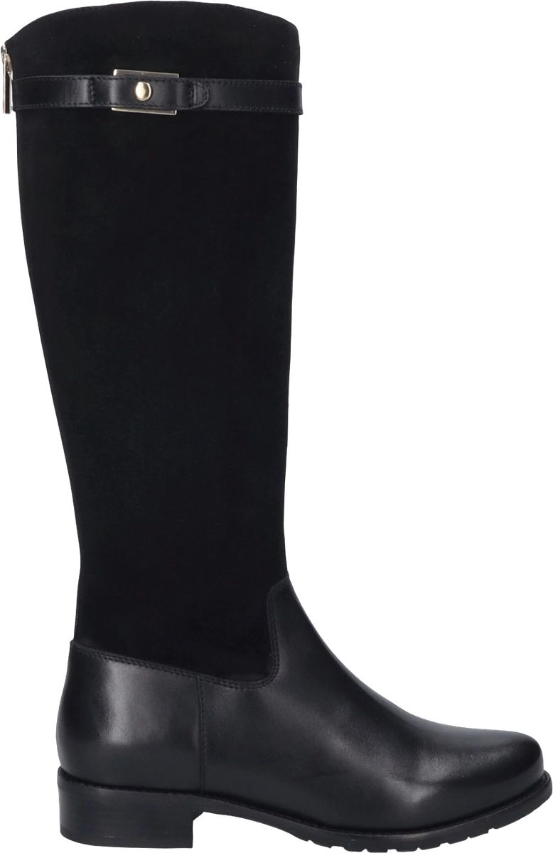 Kniehohe Stiefel im Materialmix