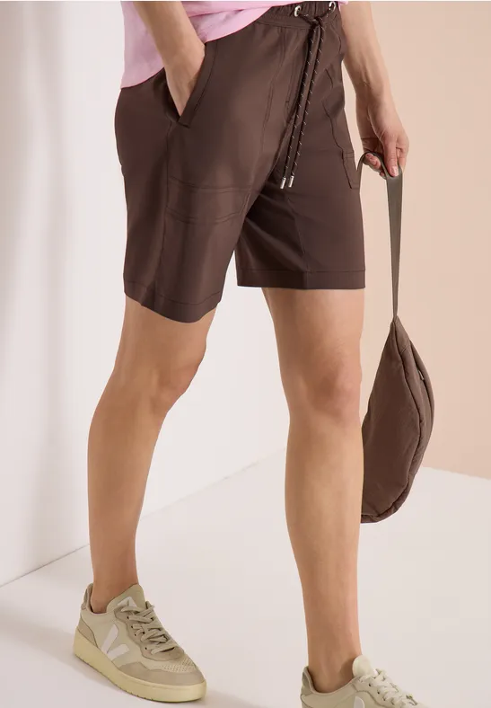 Cecil Damen Straight Leg Shorts im Loose Fit in Braun, Gr: L