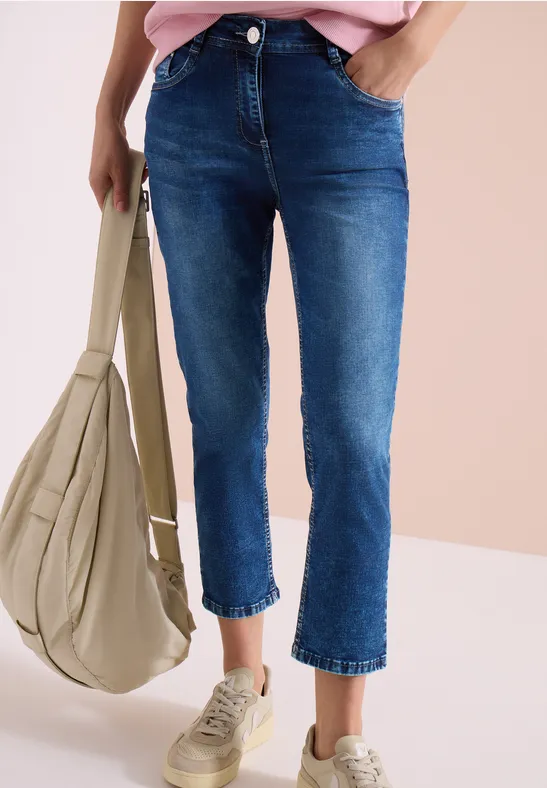 Cecil Damen 3/4 Slim Leg Jeans im Slim Fit in Blau, Gr: 25