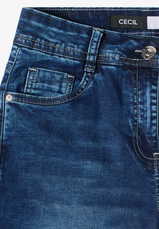 Cecil Damen 3/4 Slim Leg Jeans im Slim Fit in Blau, Gr: 25