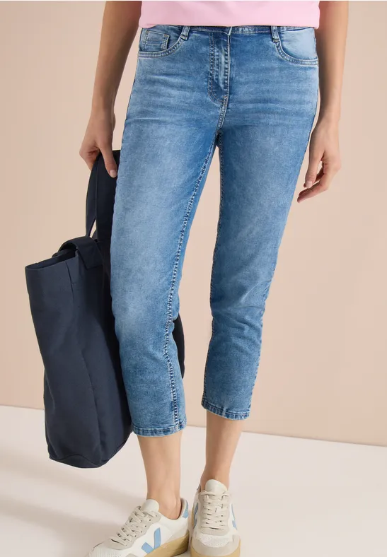 Cecil Damen 3/4 Slim Leg Jeans im Slim Fit in Blau, Gr: 25