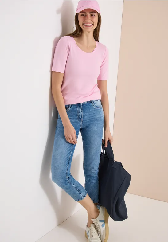 Cecil Damen 3/4 Slim Leg Jeans im Slim Fit in Blau, Gr: 25