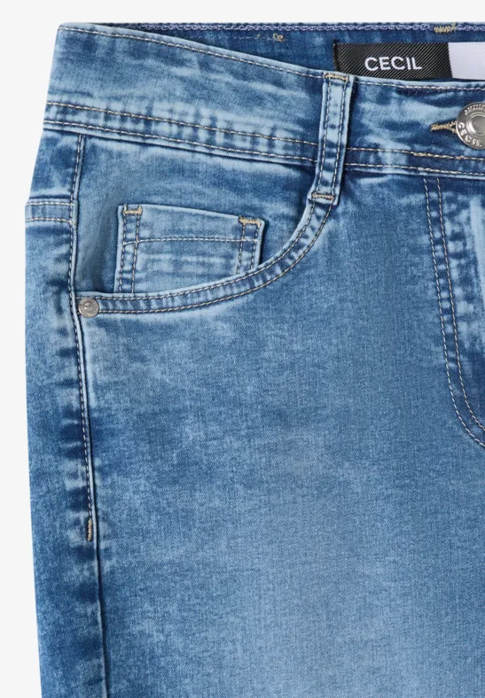 Cecil Damen 3/4 Slim Leg Jeans im Slim Fit in Blau, Gr: 25