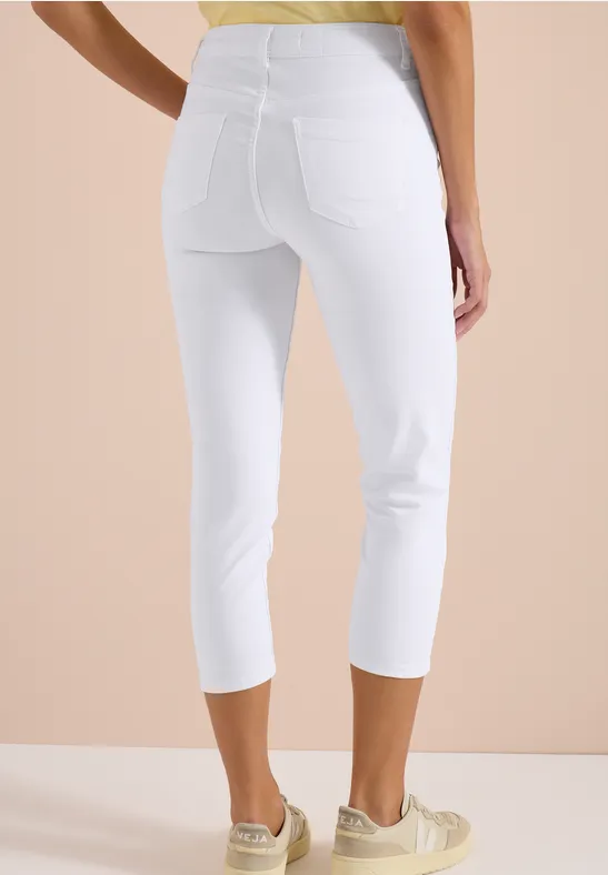 Cecil Damen 3/4 Slim Leg Jeans im Slim Fit in Weiß, Gr: 25