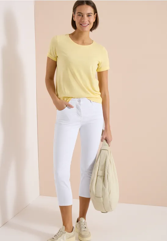 Cecil Damen 3/4 Slim Leg Jeans im Slim Fit in Weiß, Gr: 25
