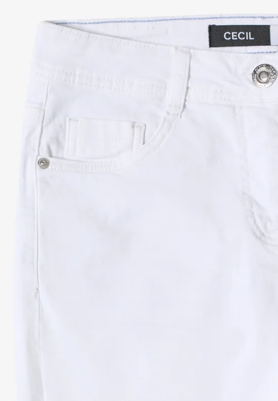 Cecil Damen 3/4 Slim Leg Jeans im Slim Fit in Weiß, Gr: 25