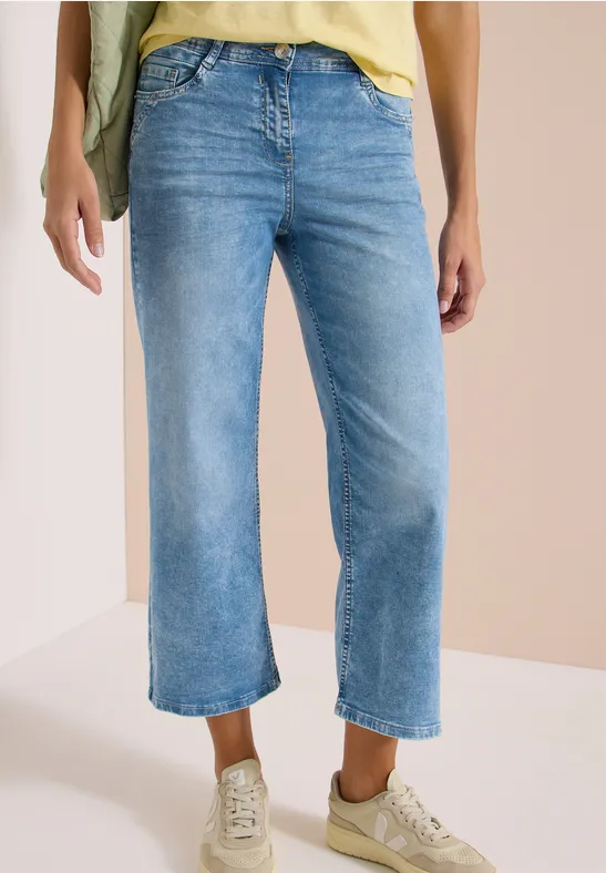 Cecil Damen 7/8 Wide Leg Jeans im Slim Fit in Blau, Gr: 25