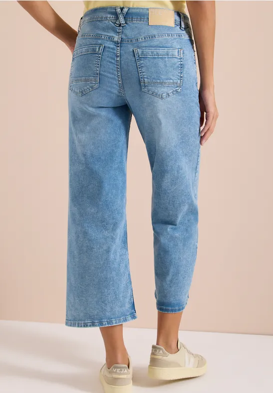 Cecil Damen 7/8 Wide Leg Jeans im Slim Fit in Blau, Gr: 25