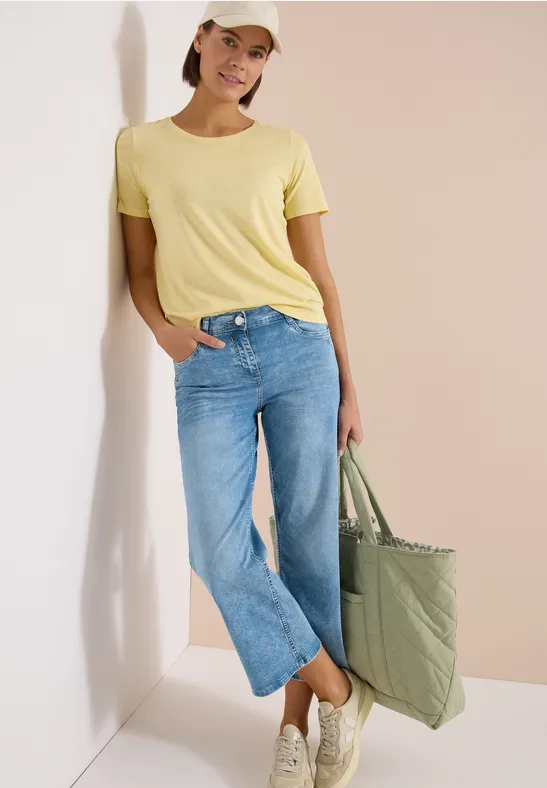 Cecil Damen 7/8 Wide Leg Jeans im Slim Fit in Blau, Gr: 25
