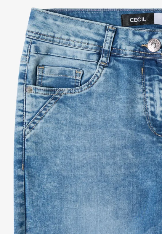 Cecil Damen 7/8 Wide Leg Jeans im Slim Fit in Blau, Gr: 25