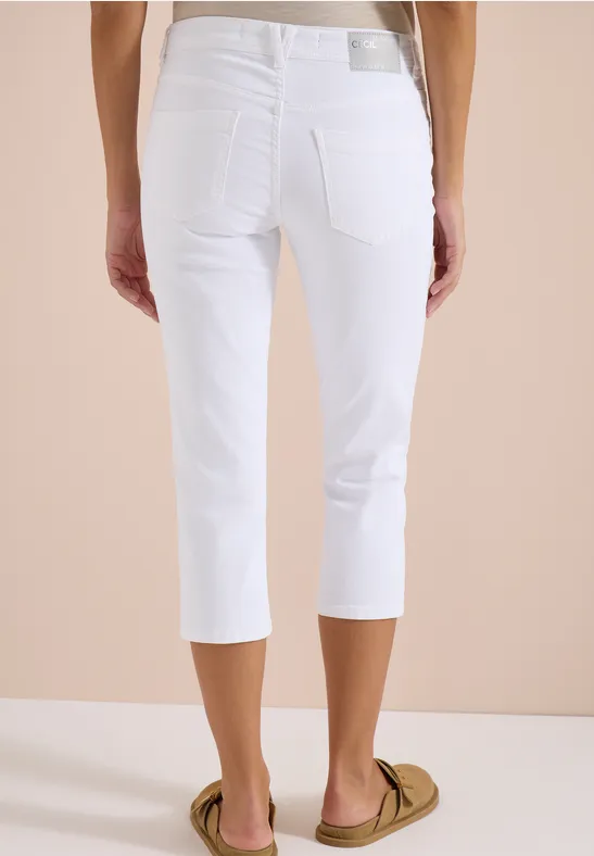 Cecil Damen 3/4 Slim Leg Jeans im Casual Fit in Weiß, Gr: 25