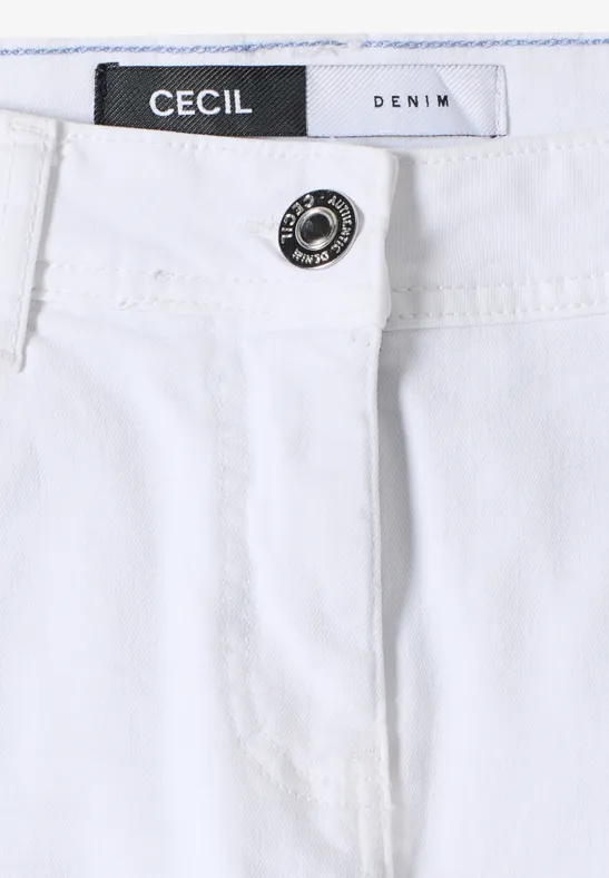 Cecil Damen 3/4 Slim Leg Jeans im Casual Fit in Weiß, Gr: 25