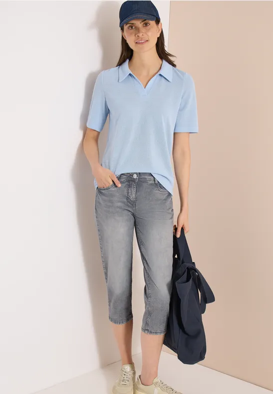 Cecil Damen 3/4 Slim Leg Jeans im Casual Fit in Grau, Gr: 25