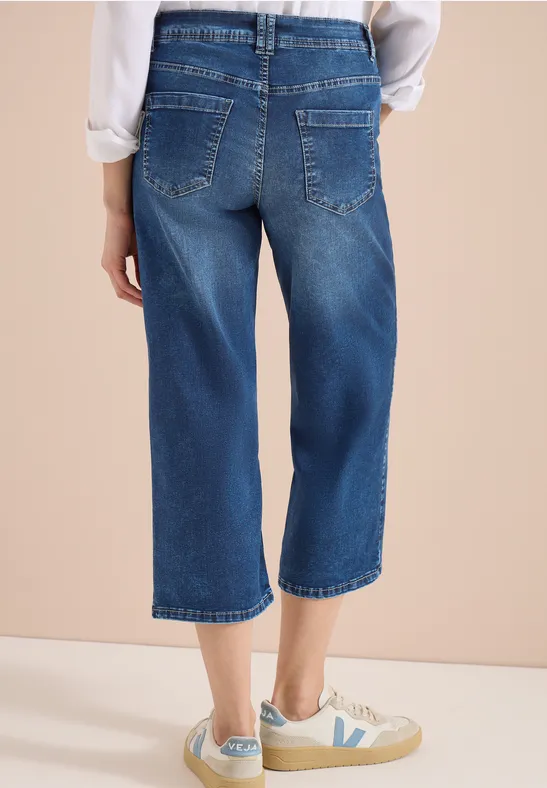 Cecil Damen 3/4 Wide Leg Jeans im Loose Fit in Blau, Gr: 25