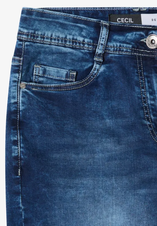 Cecil Damen 3/4 Wide Leg Jeans im Loose Fit in Blau, Gr: 25