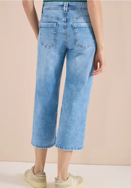Cecil Damen 3/4 Wide Leg Jeans im Loose Fit in Blau, Gr: 25