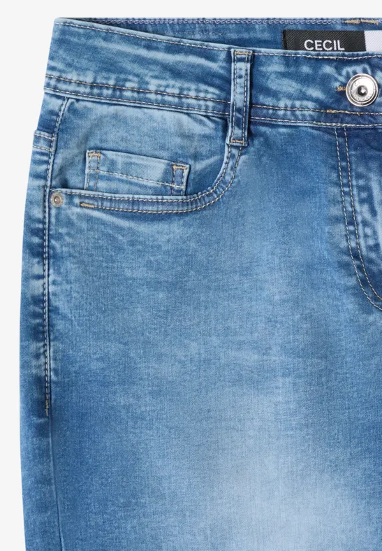 Cecil Damen 3/4 Wide Leg Jeans im Loose Fit in Blau, Gr: 25