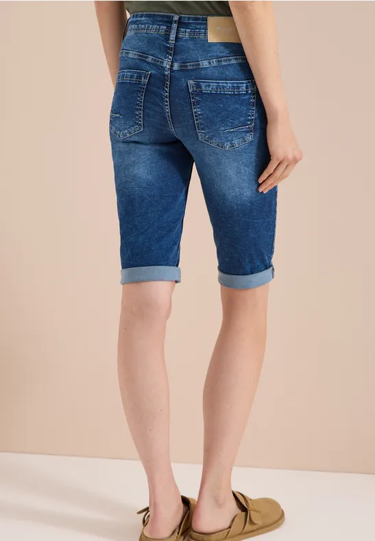 Cecil Damen High Waist Slim Leg Jeansshorts im Slim Fit in Blau, Gr: 25