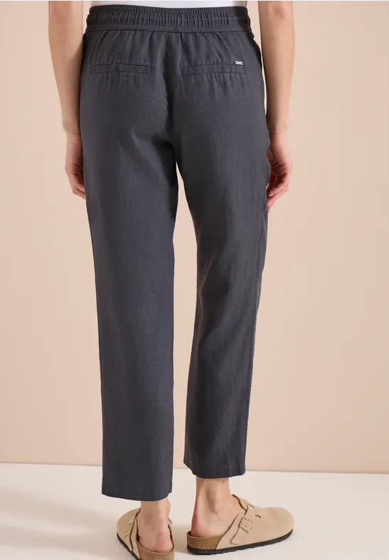 Cecil Damen Slim Leg Hose aus Leinen im Casual Fit in Grau, Gr: XXL