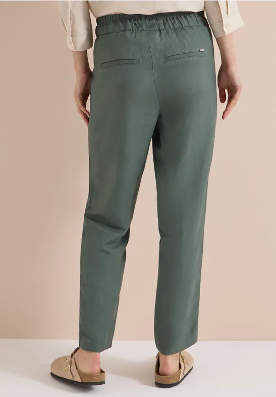 Cecil Damen Slim Leg Hose aus Leinenmix im Loose Fit in Grün, Gr: XXL