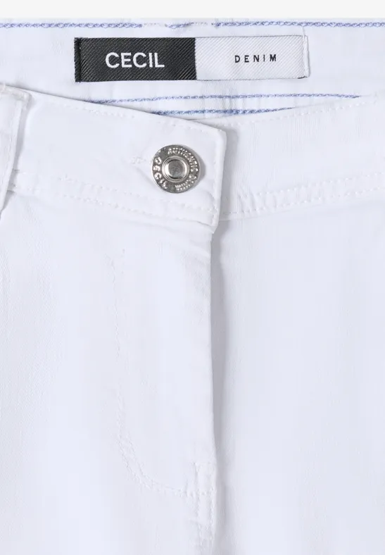 Cecil Damen Slim Leg Jeansshorts im Casual Fit in Weiß, Gr: 25