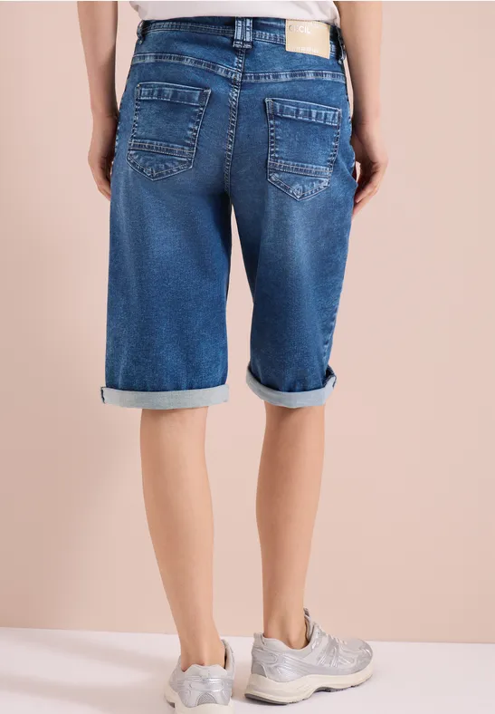 Cecil Damen High Waist Jeansshorts im Loose Fit in Blau, Gr: 25