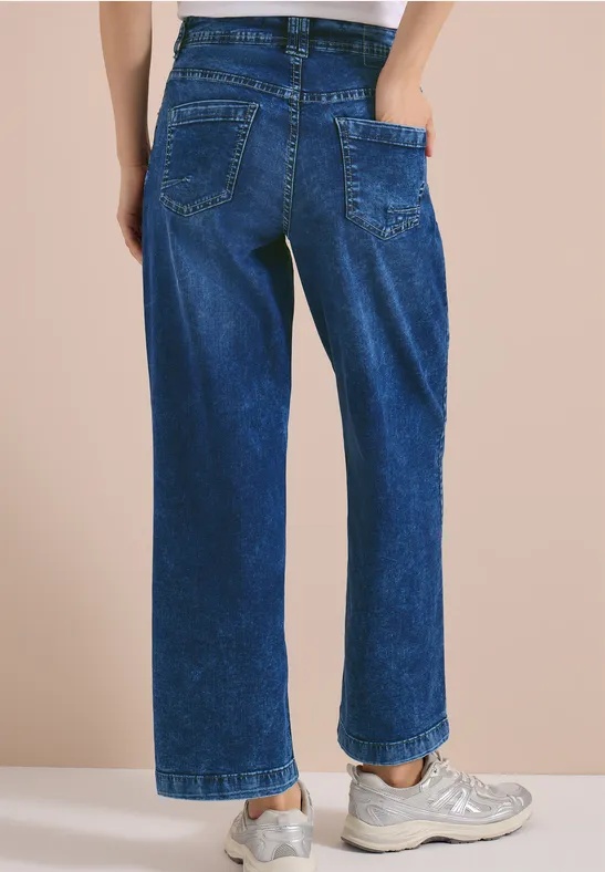 Cecil Damen High Waist Wide Leg Jeans im Loose Fit in Blau, Gr: 25