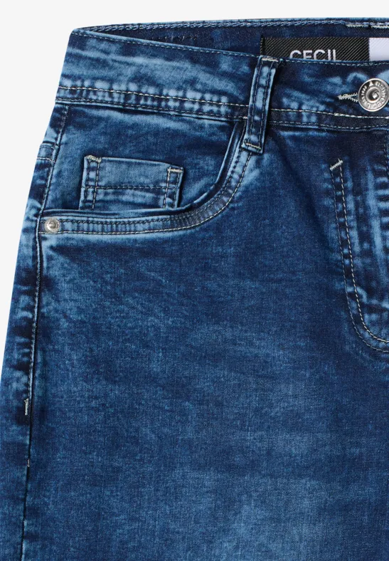 Cecil Damen High Waist Wide Leg Jeans im Loose Fit in Blau, Gr: 25