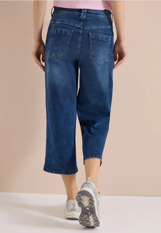 Cecil Damen 3/4 Wide Leg Jeans im Loose Fit in Blau, Gr: 25