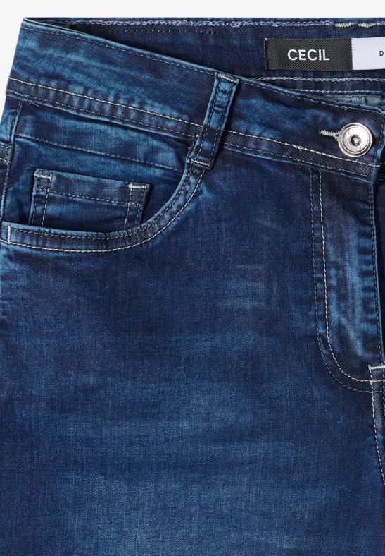 Cecil Damen 3/4 Wide Leg Jeans im Loose Fit in Blau, Gr: 25