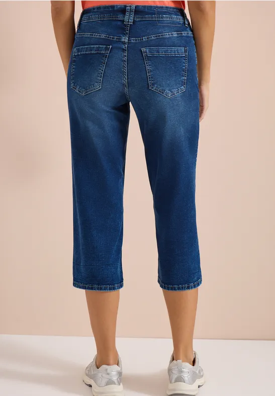 Cecil Damen Wide Leg 3/4 Jeans im Loose Fit in Blau, Gr: 25