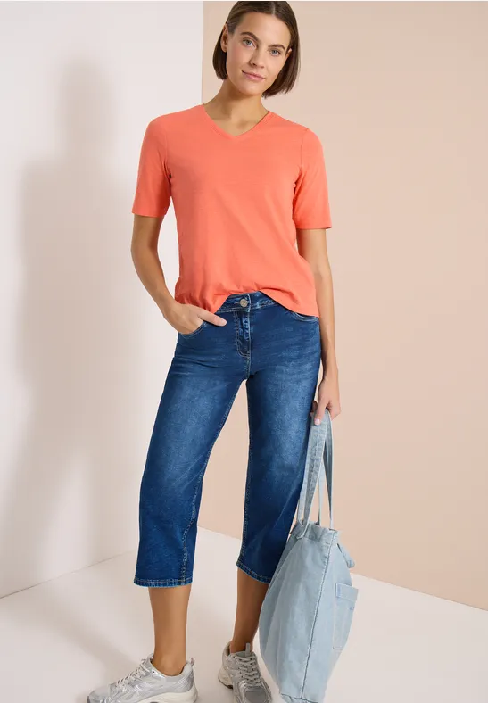 Cecil Damen Wide Leg 3/4 Jeans im Loose Fit in Blau, Gr: 25