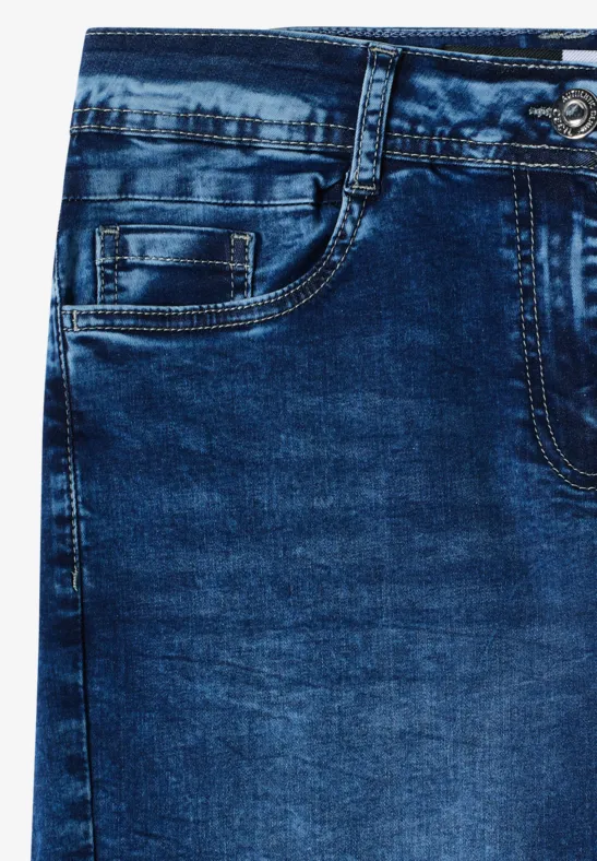 Cecil Damen Wide Leg 3/4 Jeans im Loose Fit in Blau, Gr: 25