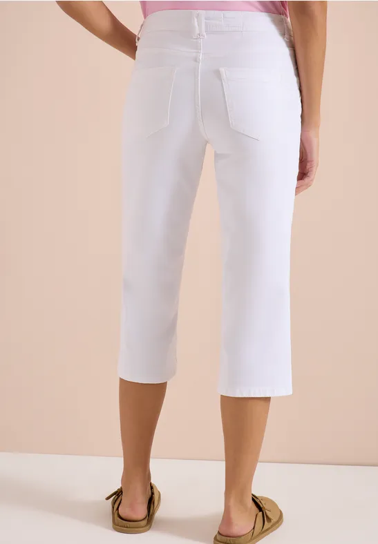 Cecil Damen Wide Leg 3/4 Jeans im Loose Fit in Weiß, Gr: 25