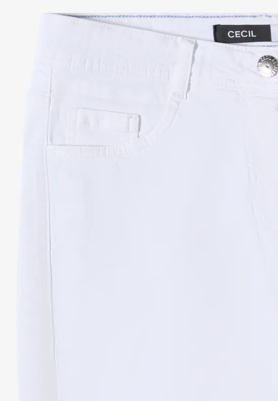 Cecil Damen Wide Leg 3/4 Jeans im Loose Fit in Weiß, Gr: 25