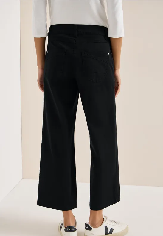 Cecil Damen High Waist Wide Leg Hose im Loose Fit in Schwarz, Gr: 25