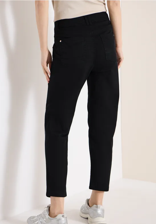 Cecil Damen Mid Waist Slim Leg Hose im Casual Fit in Schwarz, Gr: 25