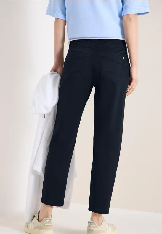 Cecil Damen Mid Waist Slim Leg Hose im Casual Fit in Blau, Gr: 25