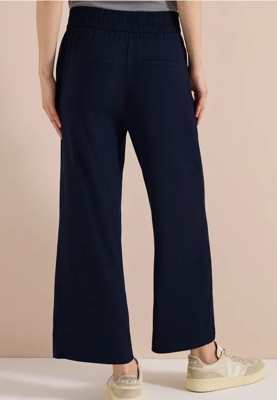 Cecil Damen High Waist Wide Leg Hose im Loose Fit in Blau, Gr: XL