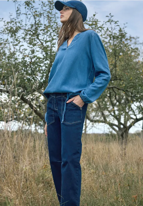 Cecil Damen Barrel Leg Jeans in Blau, Gr: 28
